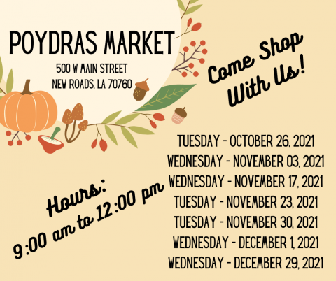 2021 Poydras Market Dates